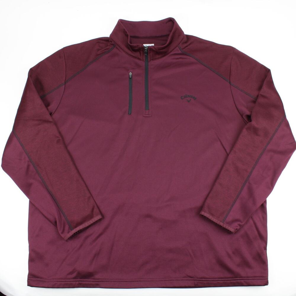 Callaway Quarter Zip Long Sleeve Pullover Men 2XL Purple Golf Mock Neck Tagless
